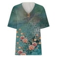 thumbnail image 5 of Fesfesfes Oversized Workout Shirts for Women's Fashion Casual Plus Size Scenic Flowers Printing V-Neck T-Shirt Tops Women Tops 4XL(US:16), 5 of 6