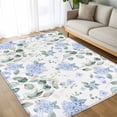 thumbnail image 4 of 8x10 Area Rugs, Blue Flower Non-Skid Rubber Backing Large Rectangle Rugs - Living Room Bedroom Home Office, Sage Green Eucalyptus Leaf Farmhouse Country Indoor Floor Mat Carpets Washable Rug, 4 of 9