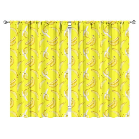Nursery Curtains Boys Girls Kids Watercolor Banana Pattern Print Pattern Window Drapes for Living Bedroom Playroom Room Decor Rod Pocket 52x84 Inch 2 Panels