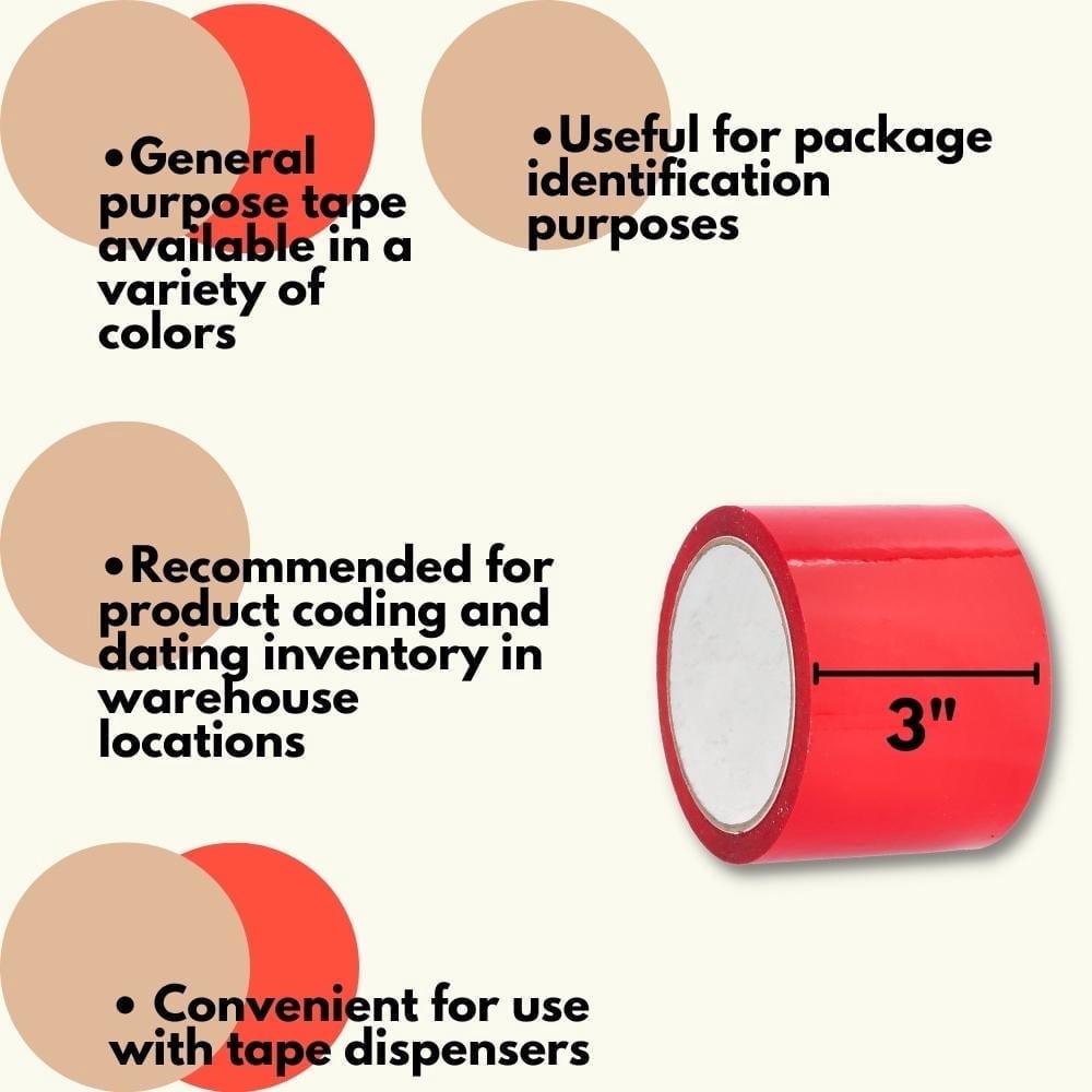 SSBM 2.83 Inch x 55 Yards Red Acrylic Carton Sealing Tape 2 Mil Strong Adhesive Packaging 912 Rolls