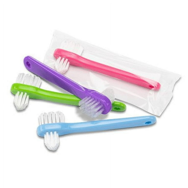 Healeved Denture Brush 4pcs Dual Head Toothbrushes Hard Denture Cleaning  Brush False Teeth Brush for False Teeth Cleaning