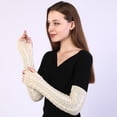 thumbnail image 4 of Yoyauz Women's Long Fingerless Gloves Arm Warm Knit Thumbhole Stretch, 4 of 7