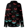 thumbnail image 4 of Women's Halloween Pumpkin Print Button Down Shirt, Long Sleeve Casual Blouse, Festive Holiday Tops for Party and Daily Wear, 4 of 5