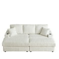 thumbnail image 3 of Corduroy Living Room With 3 Back Pillows And Cup-holding Grooves - Comfortable Seating 84inch Comfy 2 Storage Spaces, Toss Deep Seat Couch, 3 of 5