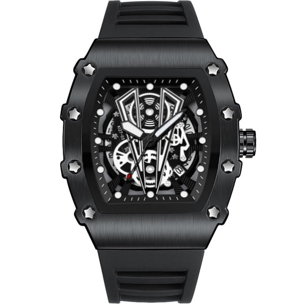 Reloj deportivo de moda luminoso con forma de barril de silicona para hombre.