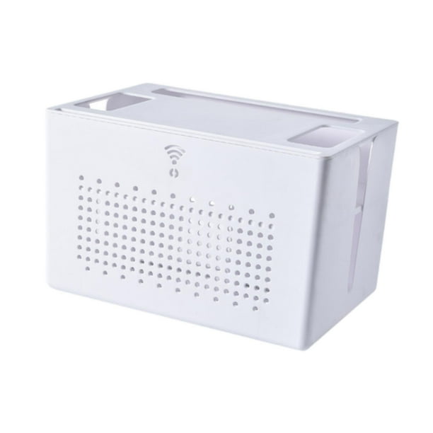 Caja de almacenamiento para enrutador, organizador de escritorio portátil multifuncional, regleta de enchufes, cable Blanco