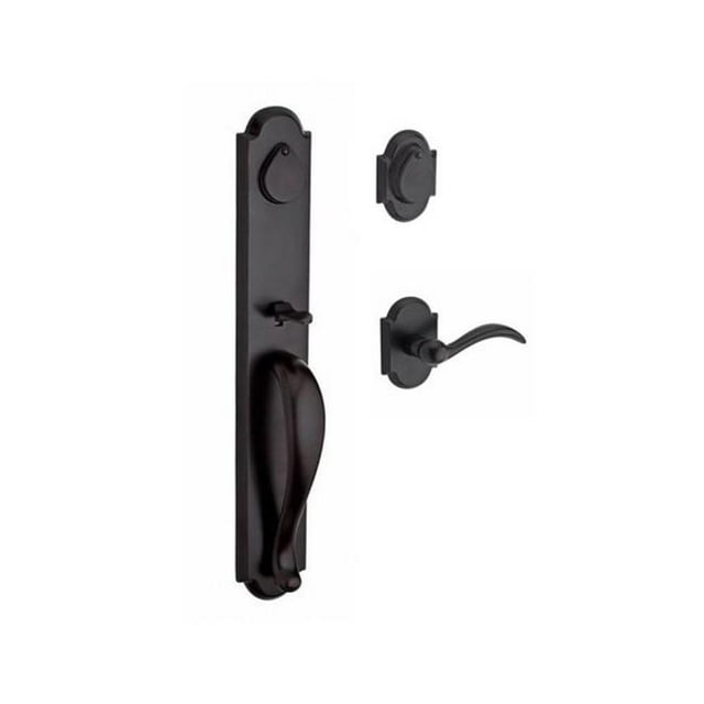 Baldwin DC.ELKXARC.L.RAR.481 Double Cylinder Elkhorn Handleset with Left Hand Arch Lever & Rustic Arch Rose, Dark Bronze