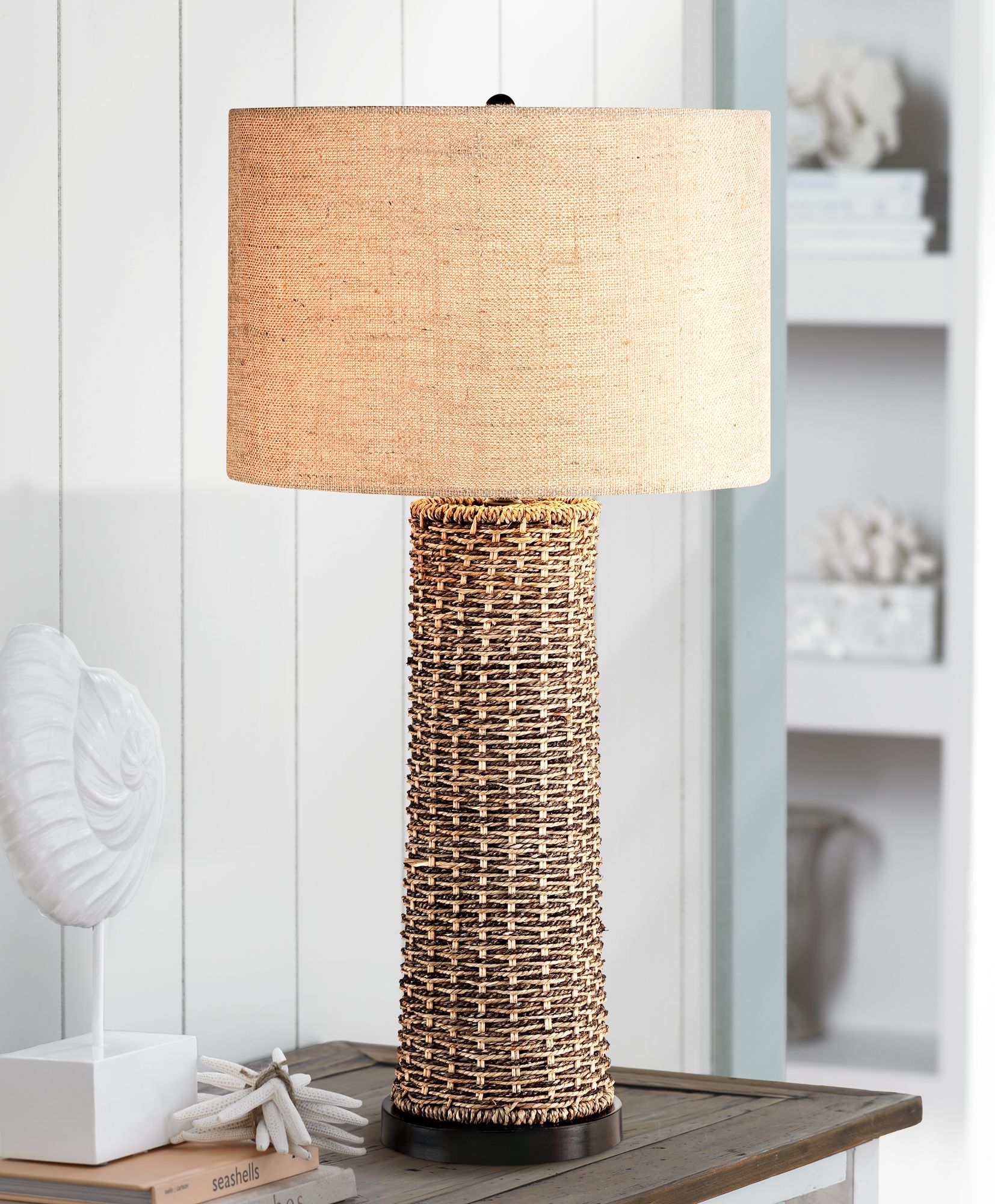 360 Lighting Coastal Table Lamp, Woven Table Lamp