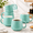 Mint Green, variant on 16oz Ceramic Coffee Mugs Set Of 4 - Stackable Latte Cups Wave Dishwasher & Oven Safe Ideal For Cappuccino Hot Chocolate Housewarmi