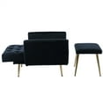 thumbnail image 6 of Velvet Accent Chair with Ottoman, Modern Button Tufted Living Room Chairs with Adjustable Backrest and Armrests, Upholstered Recliner Leisure Lounge Chair with Footrest and Golden Metal Legs, Black, 6 of 7