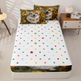 thumbnail image 4 of Homewish Cute Corgi Dog Zipper Queen Comforter Set with Fitted Sheet and 2 Pillowcases,Marigold Flower Zipper Bedding Set,Yellow Green,Polkadot Reversible,4pcs, 4 of 8