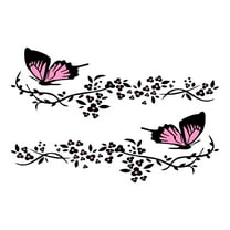 MELIVO Butterfly Flowers Car Decorative Stickers Auto Side Bumper Hood Sticker Decals 2Pcs for Cars SUV Trucks Vans Walls Laptop Black Pink