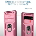 thumbnail image 5 of TECH CIRCLE For Google Pixel 8 Pro,Tri-Layer Hybrid Shockproof Protective Case Soft TPU Hard PC Heavy Duty 360 Rotating Ring Stand Magnetic Car Mount Phone Cover for Google Pixel 8 Pro 6.7,Pink + Rose, 5 of 11