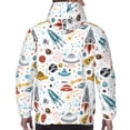thumbnail image 7 of Kdxio Cartoon Space Print Mens Casual Hooded Collar Drawstring Hoodies Pullover Sweatshirts Casual Long Sleeve Shirts-Medium, 7 of 7
