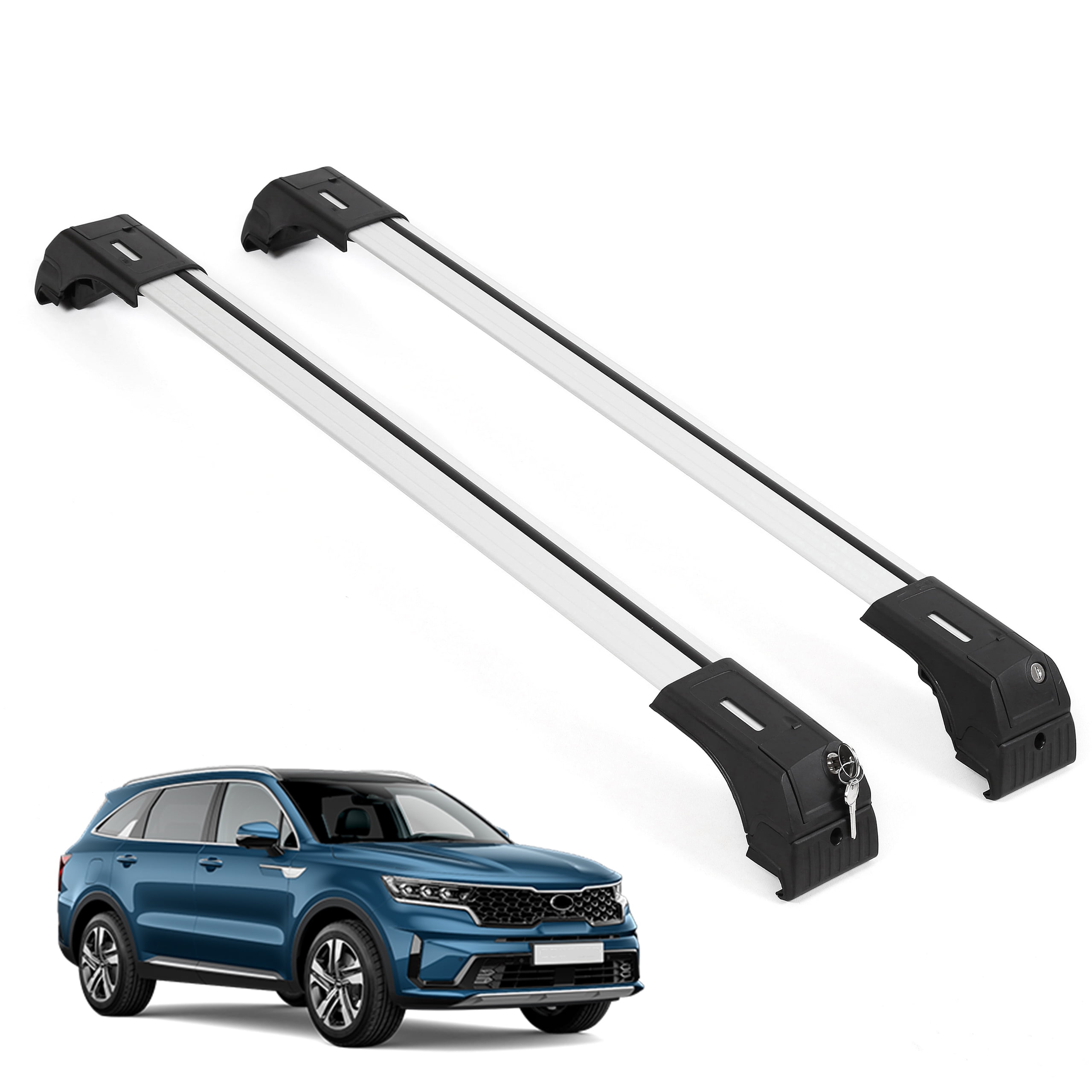ERKUL Roof Rack Cross Bars for Kia Sorento 20212022 Aluminum Rooftop Luggage Silver