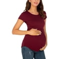 thumbnail image 5 of Vêtements de Grossesse Offres de l'Action de Grâce Liquidation Été Vêtements de Maternité pour Femmes Col Rond Manches Courtes Volants Pli Hauts de Grossesse, 5 of 5