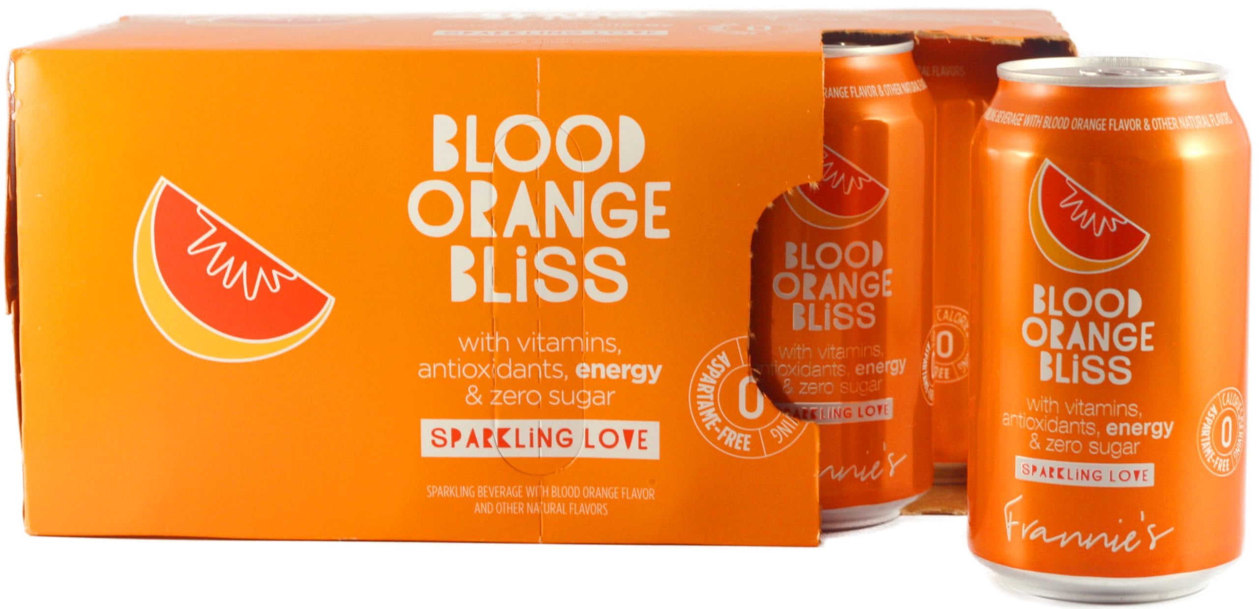 KauffmanTreats Frannie Sparkling Beverage- Zero Calories & Sugar, Aspertame Free: 24-Ct Case 12 Oz. Cans Blood Orange Bliss