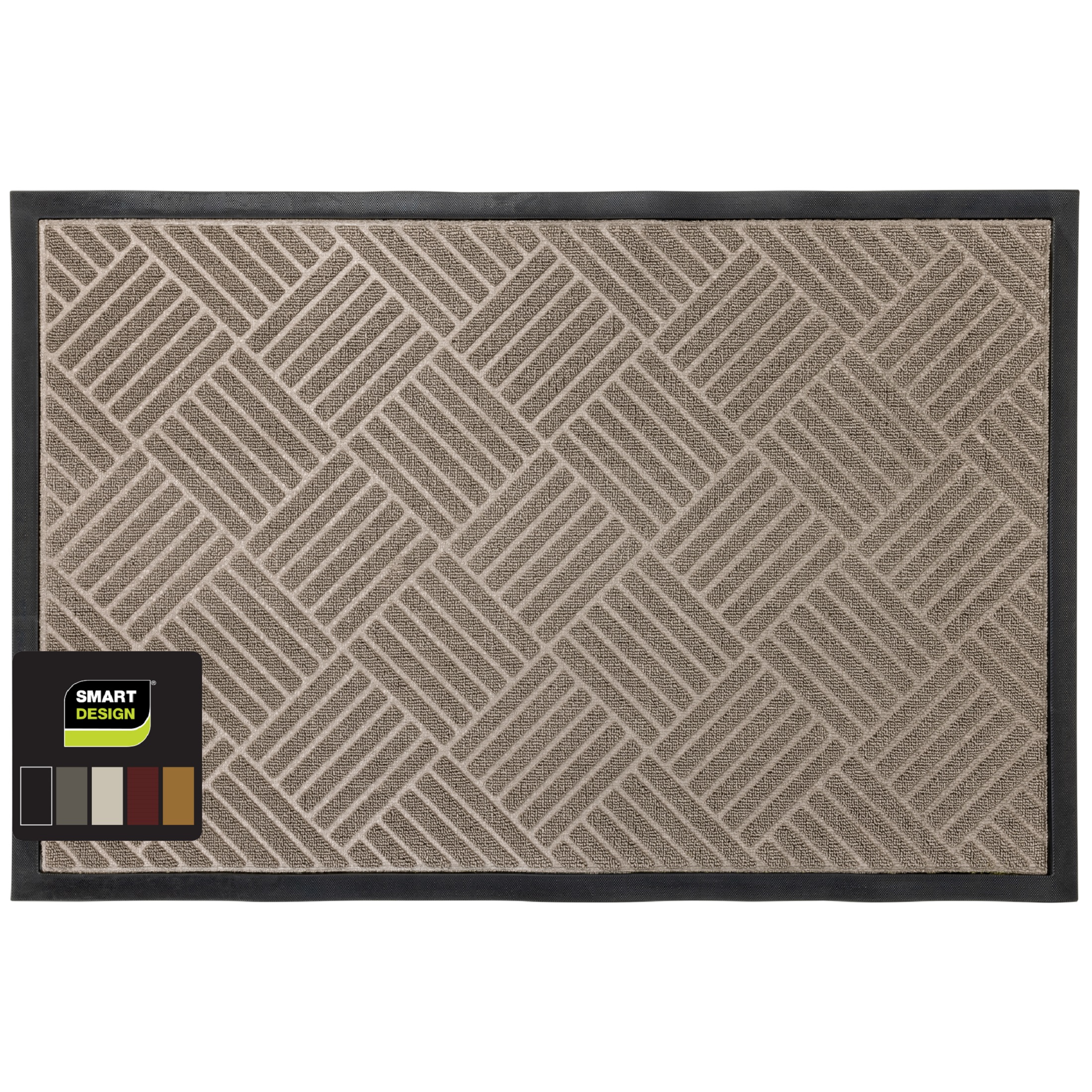 Smart Design AllWeather HighTraffic Door Mat Large 36 x 24 inches Light Gray Diamond