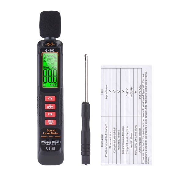 Digital Decibel Meter, Sound Level Meter 30-130dB Noise Tester with LCD Screen, Data Hold, Auto Power Off, Portable Sound Meter for Indoor Outdoor