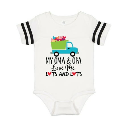 

Inktastic My Oma and Opa Love Me Grandson Truck Gift Baby Boy Bodysuit