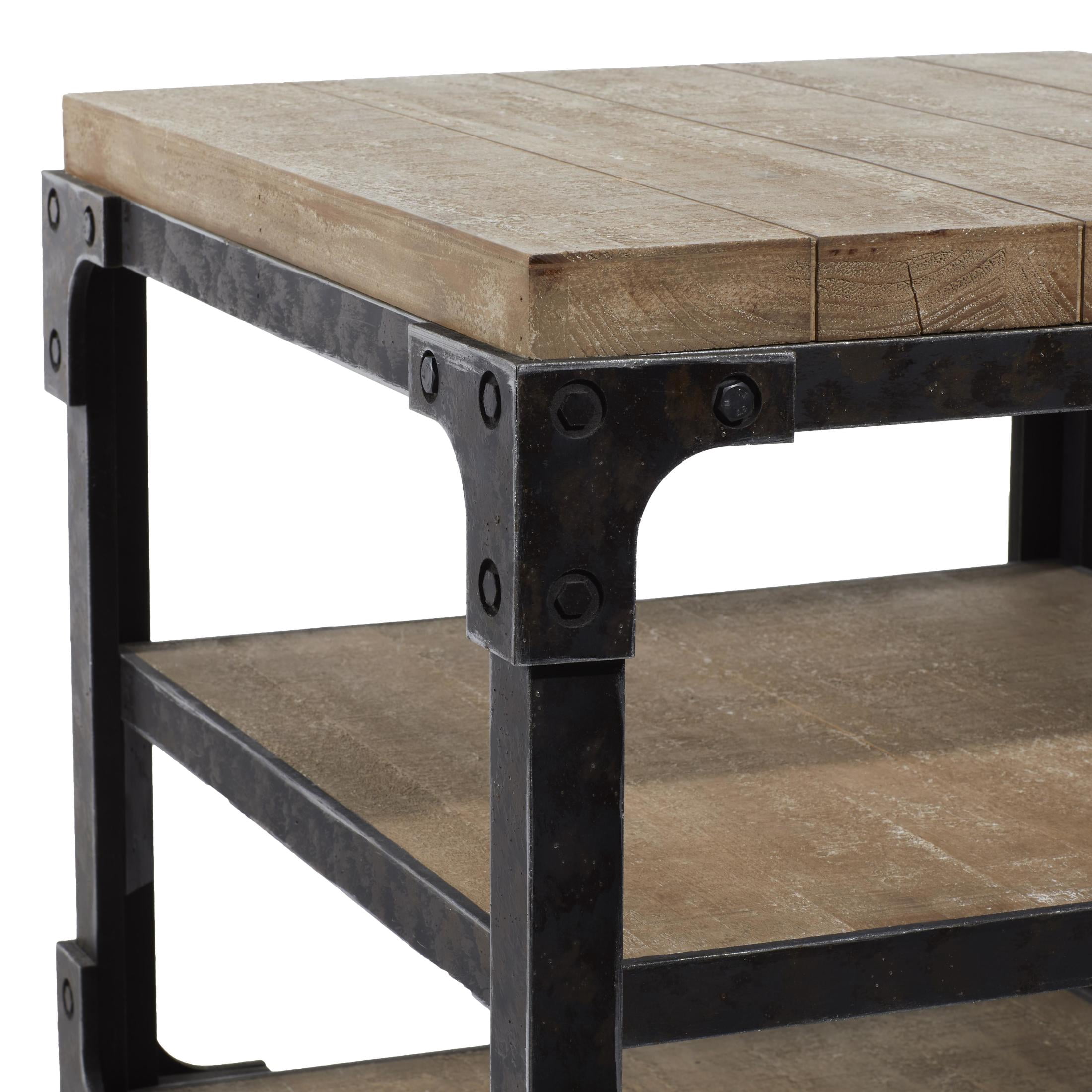 DecMode 24" x 26" Brown Wood 2 Shelf Accent Table, 1-Piece