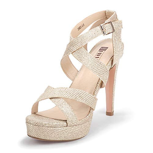 IDIFU Women's Dress Platform High Heels Strappy Heeled Sandals Open Toe Ankle Strap Shoes for Women Wedding Bridal Homecoming 