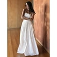 thumbnail image 4 of Women'S 2-Piece Set Sleeveless Strappy Tank A-Line Maxi Skirts Casual Pleated Beach Boho Maxi Skirt with Pocket White M, 4 of 9