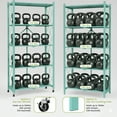 thumbnail image 2 of 5 Tier Foldable Storage Shelves with Wheels, 28"Lx13"Dx63"H Rolling Shelves, Freestanding Wire Kitchen Rack, No Assembly Rack for Garage Kitchen, Basement, Pantry(Green), 2 of 8
