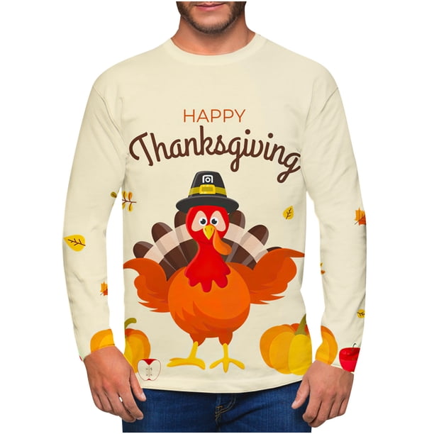 Camisas de Acción de Gracias Para Hombres Casual Cuello Redondo Pulóver 3D Impreso Camiseta Con Estampado Realista Odeerbi ODB203823