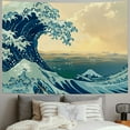 thumbnail image 2 of PRATYUS Wave Ocean Tapestry Great Wave Mount Fuji Hanging Tapestry for Living Room  Tapestry Wall Art Inhouse,Blue White Painting, 2 of 6