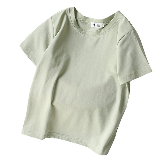 Hauts Décontractés d'Été pour Garçons et Filles, Col Rond Uni, Manches Courtes, T-Shirts en Coton Basiques