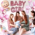 thumbnail image 5 of Niña - Decoración rosa para baby shower con exhibición de género con globo de niña / pancarta de globo de niña / globo de confeti / es un globo de niña / biberón, globo de helio para pies / cinta, 5 of 5