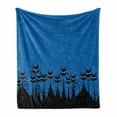 thumbnail image 1 of Night Soft Flannel Fleece Throw Blanket, Graphic Crowd of Black Cats and Starry Sky on the Backdrop, Cozy Plush for Indoor and Outdoor Use, 50" x 70", Blue Black White, by Ambesonne, 1 of 6