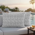 thumbnail image 4 of White Black Striped Outdoor Waterproof Pillow Covers, Abstract Modern Art Irregular Stripe Decorative Rectangle Throw Pillowcase Sofa Cushion Sham for Patio/Couch/Chair, 20"x12" 2 Pack, 4 of 8
