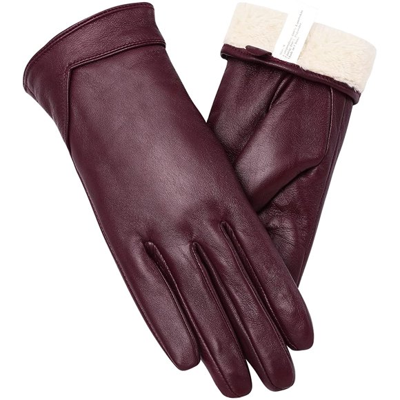 AmPm Winter Gloves for Women Womens Leather Gloves Warm Winter Driving Gloves Touchscreen