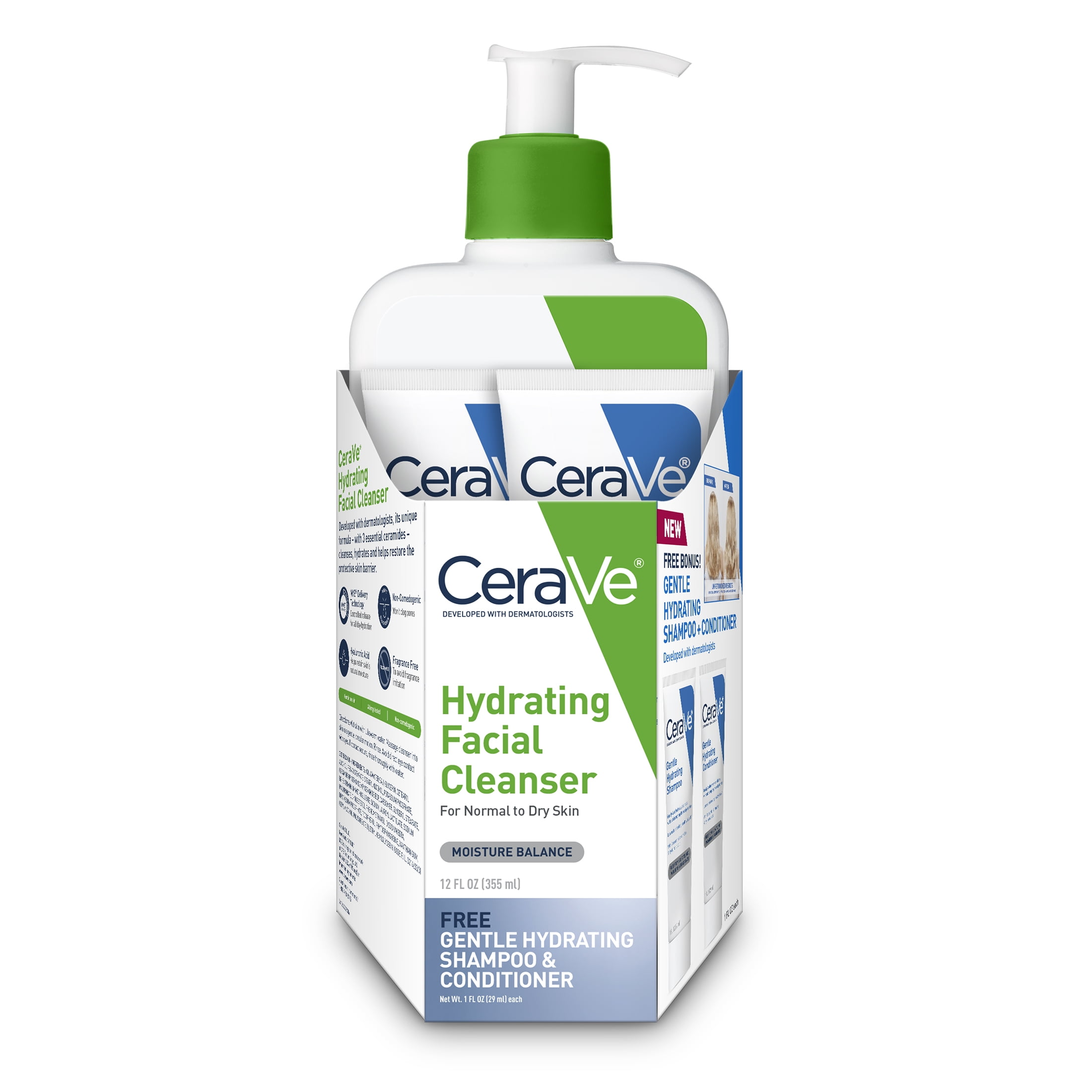 CeraVe Hydrating Facial Cleanser Bundle with CeraVe Hair Samples