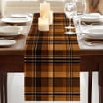 Brown Checked Table Runner 13"x90", Cotton Linen Tan Buffalo Plaid ...