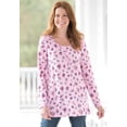 thumbnail image 6 of Woman Within Plus Size Perfect Printed Long-Sleeve Henley Tee, 6 of 6