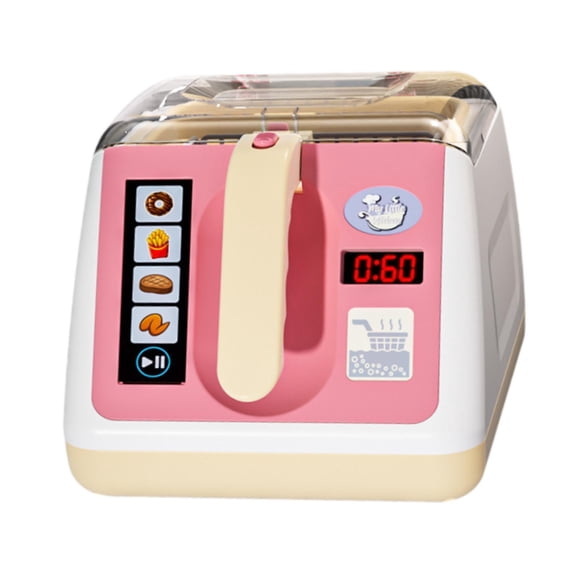 Juego de cocina de juguete para niños con freidora y comida que cambia de color rosa