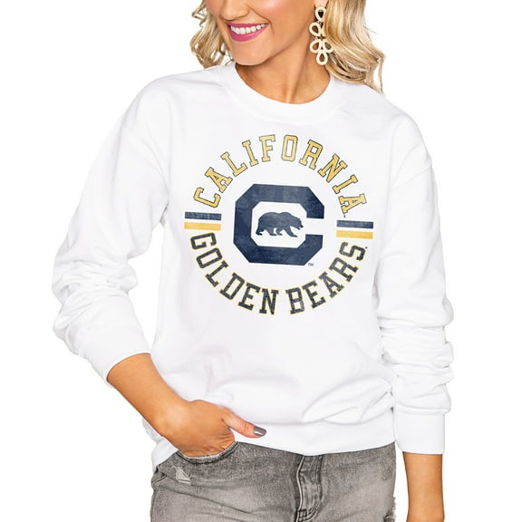 Women's Gameday Couture White Cal Bears Oversized Vintage Days Perfect Crew Sweatshirt