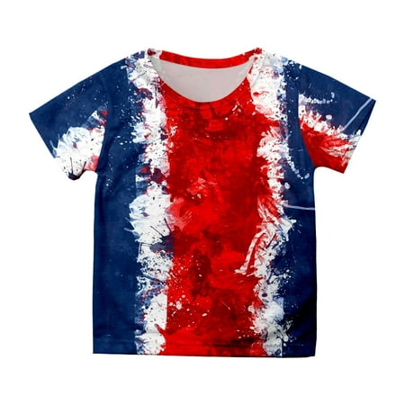 

ZMHEGW Summer Toddler Boys Girls Independence Day Short Sleeve Prints T Shirt Tops Clothes