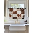 thumbnail image 3 of Sheer Curtains 45 Inch Length, Brown Beige Semi Sheer Curtains Light Filtering Window Treatment, Vintage Art Plaid Farmhouse Checkered Privacy Voile Drapes for Living Room Bedroom 52x45 Inch, 3 of 7