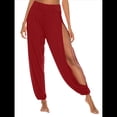 thumbnail image 1 of Pantalones Harén con Abertura Alta para Mujer, Pantalones Harén Hippies. Vino Tinto S, 1 of 7