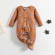 thumbnail image 2 of Body De Bebé, Mono De Canastilla Para Niños Pequeños, Otoño, Primavera, Niñas, Niños, Mono De Manga Larga Estampado, Cárdigan Con Cremallera, Mono Marrón Odeerbi LM103-2982, 2 of 9