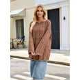 thumbnail image 6 of Women Shirts Knit Off-Shoulder Sweater Long Sleeve Crochet Hollow Out Boho Chic Pullover Brown M, 6 of 10