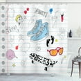 thumbnail image 1 of Ambesonne Hipster Shower Curtain, Drawings on a Notebook, 69"Wx84"L, Black Pale Blue Ginger, 1 of 3