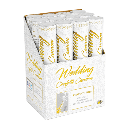 White Wedding Confetti Cannon 12 Pack