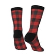 thumbnail image 5 of Uemuo Red Black Plaid Pattern Women's Crew Socks, Soft Durable Breathable Moisture-Wicking with Odor Control Cotton socks, 5 of 9