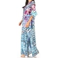 thumbnail image 4 of Sakkas Yeni Women's Short Sleeve V-neck Summer Floral Long Caftan Dress Cover-up - MM387-Multi - One Size, 4 of 5