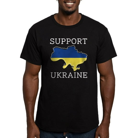 CafePress - Support Ukraine Men's Fitted T Shirt (Dark) - Men's Fitted T-Shirt